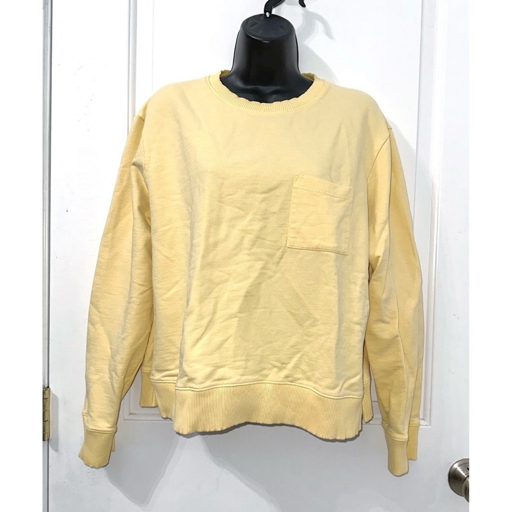 Orvis Butter Yellow pullover Riverside Crewneck sweatshirt with front pocket